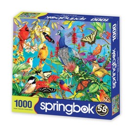 Springbok's 1000 Piece Jigsaw Puzzle Peacock Garden - Unique Cut Pieces