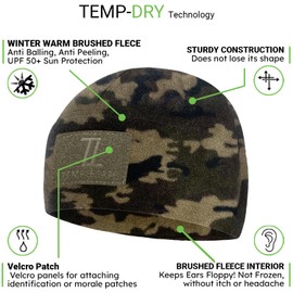 Temple Tape Tactical Beanie Hat - Front & Back Patch Panel - Multi Season Military Hats for Men - Mens Patch Army Beanies - 2 Pack Includes Black & Camo - XL