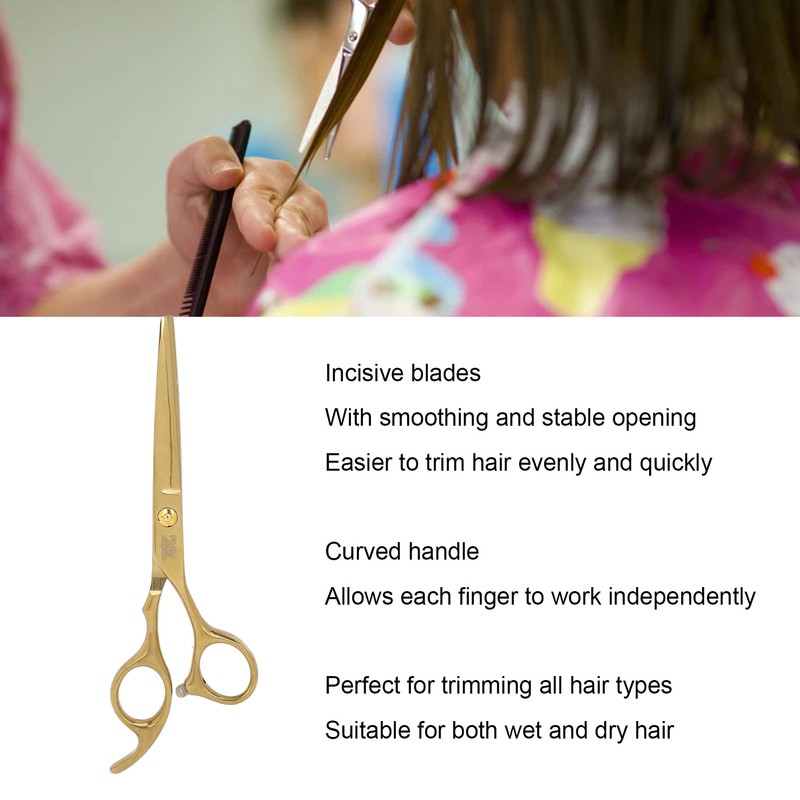 Hair Cutting Shears Stainless Steel Incisive Curved Handle Hairdressing Scissors