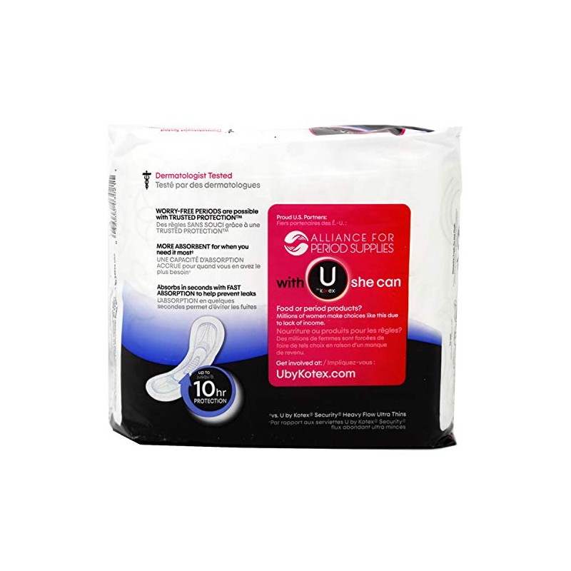 Kotex U Secuity Maxi Pads, Long Heavy Flow 22 ea