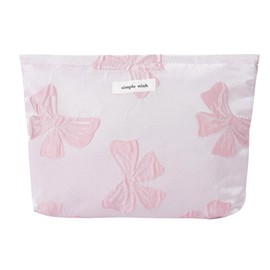Pualani Bloom Makeup Pouch, Large Capacity, Stylish Cosmetic Pouch, Women's, Lightweight, Convenient to Carry, Small Items, Makeup Pouch, Travel Pouch, 6 Patterns Available, pink ribbon