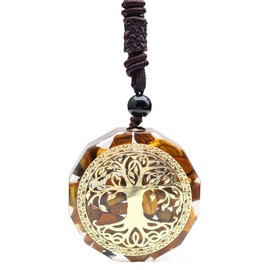 Orgone Metatron Pendant Tree Of Life Healing Crystal,Chakra Tiger Eye Stones Orgonite Metatron Cube(Chain Adjustable)