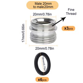 3 Pieces Faucet Adapter Set, CNYMANY Male Thread M20mm to Male Thread M20mm Fine Thread Kitchen Aerator Adapter Set Sink Faucet Adapter Hose Water Filter Standard Hose