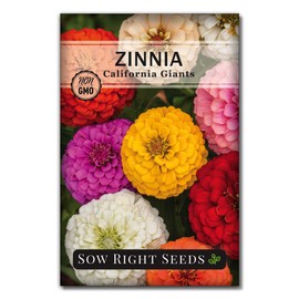 Sow Right Seeds - California Giants Mix Zinnia Seeds for Planting - Non-GMO Heirloom Packet to Grow Your Flower Garden - Attract Bees and Butterflies - Great to Cut and Come Again - Summer Annual (1)