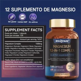 12 In 1 Magnesio Complex citrato De Magnesio Polvo, Glicinato De Magnesio, Gluconato De Magnesio Y Óxido De Magnesio Y Más  magnesio chelate- 1500mg  