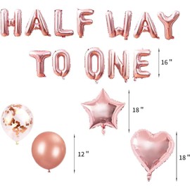 COOMICKEY Half Way to One Birthday Decoration Half Birthday Decorations Baby Girl 1/2 Birthday Girl Decorations Half Birthday Decorations 1/2 Birthday Decorations （Rose Gold）