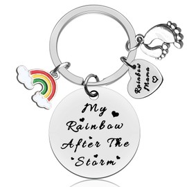 Vadaka Mom to Be Gift Keyring New Mommy Keychain Rainbow Keyring Pregnancy Announcement Gift Inspirational Keyring for New Mom Congratulations Mummy to Be Jewelry Keychain Christmas Birthday Gift