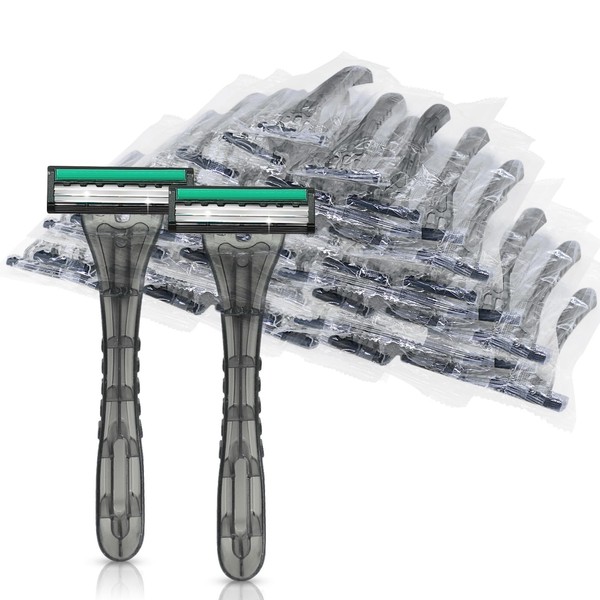 Kheoxusa 3 Blade Disposable Razors,Three Triple Stainless Steel Blade Individually