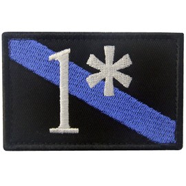 Firefighter Patch One Ass to Risk 1 Thin Blue Line Embroidered Tactical Applique Morale Hook & Loop Emblem, Blue