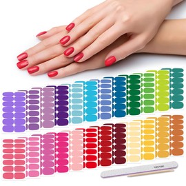 DANNEASY 24 Sheets Nail Polish Strips Full Nail Wraps Gel Nail Strips Self Adhesive Nail Polish Stickers for Women Girl Nail Art 6 Color Design with 1pc Nail File, Cuticle Stick