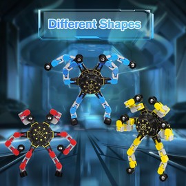 Ainiv Deformable Robot Fidget Spinner Toys, 10 PCS Transformable Chain Finger Hand Spinner for Kids, Funny Creative DIY Deformation Fingertip Stress Relief Fidget Toy for Teens Adults Party Favor