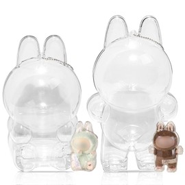 2 Pack Protective Case for La bu bu Figures 6.68in & 6.1in, Clear Display Box with Strap, Anti-Dust & Anti-Collision Cover - Perfect for Sitting and Standing Monster Series