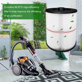 Replacement Filter for Shop Vac Craftsman 9-17816 Wet Dry Air Filter for 5 6 8 12 & Larger Gallon Vacuum Cleaner - 2 Pack