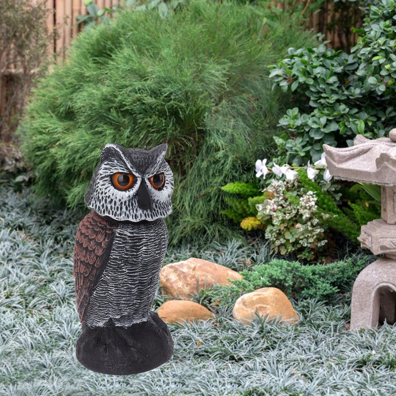 Tomotato Fake Owl Bait, Owl Scarecrow with Rotating Head, Plastic