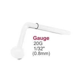 2 pieces 20g bioplast micro nose ring L-Shaped White bendable flexible tiny stud bar pin unique BEPV