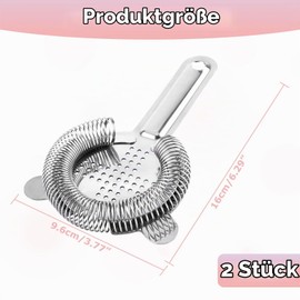 Set of 2 Stainless Steel Cocktail Strainers