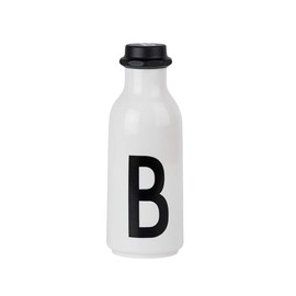 Design Letters Personal Water Bottle White (B) | BPA Free | 500 ml | Tritan Water Bottle in Nordic Design | Leak-Proof | Dishwasher Safe | Available from A-Z