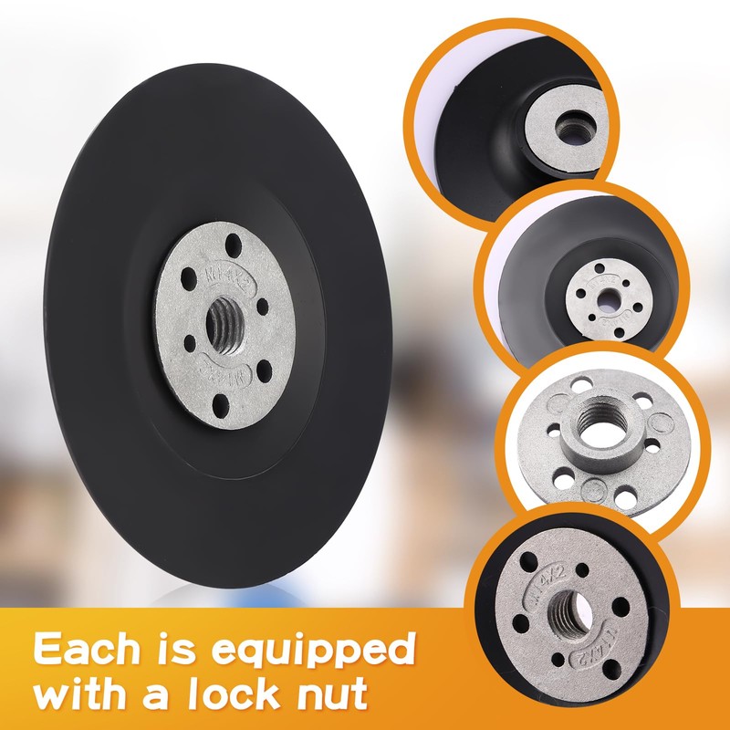 6 Pieces 4-1/2 Inch 14 mm Sanding Disc Backing Pads