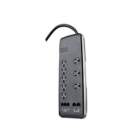Woods 41619 Surge Protector with Resettable Safety Overload Feature, 8 Outlets, 3540J of Protection, 6 Foot Cord, Black