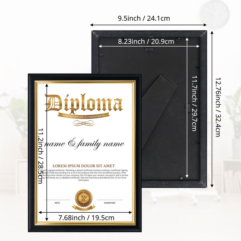 GraduationMall A4 Certificate Frame Solid Wood Picture Frame Diploma Holder