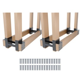 Vexotria Adjustable Outdoor Firewood Log Storage Rack Bracket Kit, Fireplace Wood Storage Holder with Screws (4Pack Black)