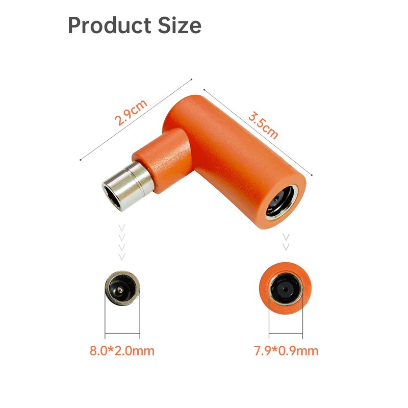 Naubluvo DC 7909 to DC 8020 Adapter 90-Degree Right Angle