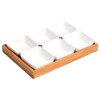WENMAQIN Ceramic Snack Bowls with Bamboo Tray Set,Divided Serving Bowls