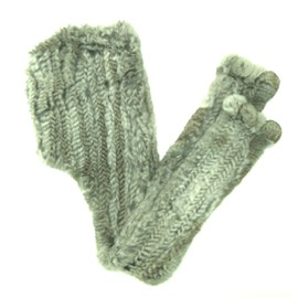 Natural color Rex Rabbit Fur Hood Scarf (Rabbit Grey)