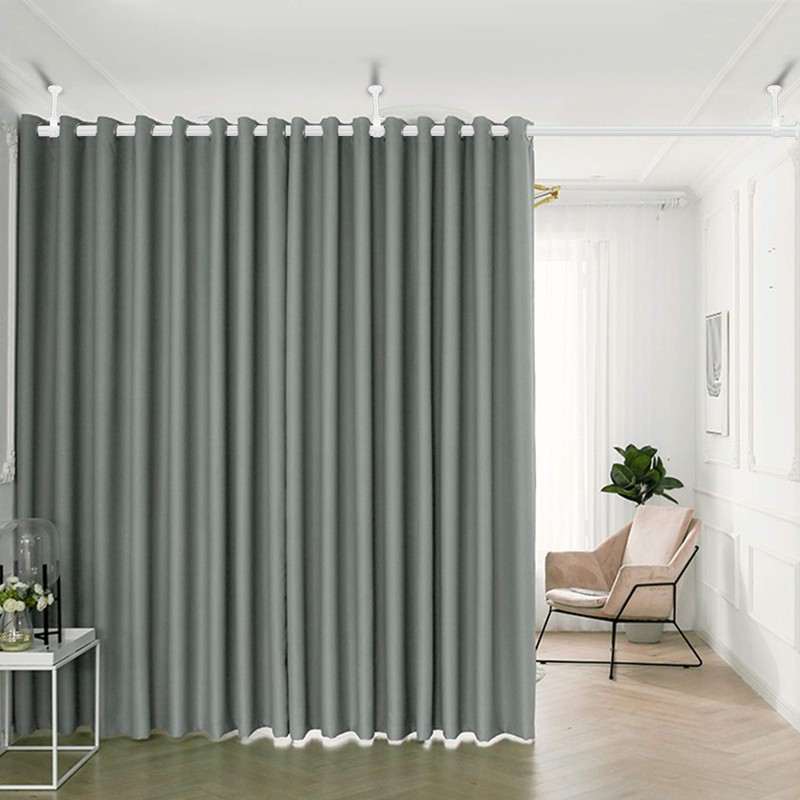 YunNephele Ceiling Curtain Rod 56-108 inch,Adjustable Metal Single Window Curtain