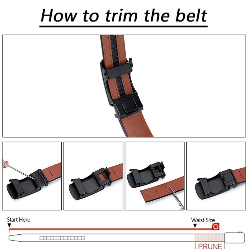 YOORAN Men's Belt Ratchet Leather Belt Automatic for Suit Business