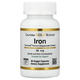 California Gold Nutrition, Ferrochel® Iron (Bisglycinate), 36mg, 90 Veggie Capsules / California Gold Nutrition (캘리포니아골드뉴트리션), Ferrochel® 철분(비스글리시네이트), 36mg, 베지 캡슐 90정