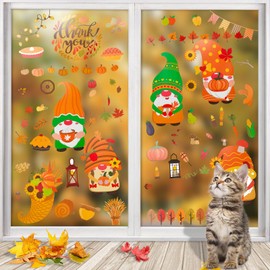 9 Stück Herbstdeko Herbst Fensterbilder, Erntedankfest Fensteraufkleber, Thanksgiving Fenster Aufkleber, Thanksgiving Fenster Dekorationen für Thanksgiving Herbst Party Zubehör