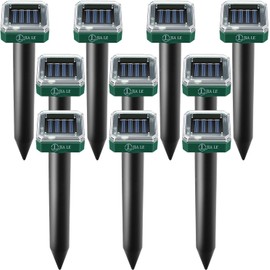 Mole Repellent Solar Powered 10 pk Gopher Repellent Solar Snake Repellent Ultrasonic Vole Gopher Repellent Sonic Waterproof Spikes Stakes for Garden Yard