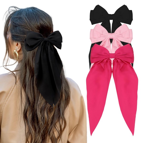 Hair Bows for Women Silky Satin Big Hair Bows Clips