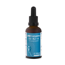 JAB biopharma Complete D3 + K2 + A - 50 ml Hochwertiges Vitamin D3 Öl mit Vitamin A und K2 sowie Sanddornfruchtfleischöl und Palmitoleinsäure - 100% vegan