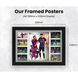 Barcelona Football Club 2024-25 FCB Team Merchandise Signed Poster Print - Limited Edition Autograph Football Fan Gift – Collectible Memorabilia, La Liga Season (Unframed A4 (30x21cm))