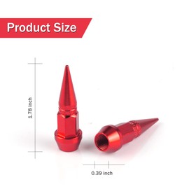 SINGARO 45mm Spiked Aluminum Stem Valve Caps,4PCS Dustproof Tire Wheel Stem Caps for Cars,SUVs,Trucks Bicycles and Motorcycles(Red)