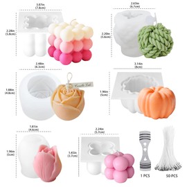 JDH 6 moldes de silicona para velas, moldes de bolas de hilo, moldes de silicona rosa 3D, molde de pastel para hornear jabón y decoración del hogar, velas perfumadas DIY