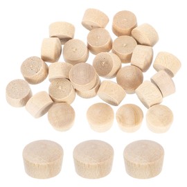 QUARKZMAN Pack of 56 Wooden Button Plugs, 8 mm / 0.31 Inch Flat Head Hardwood Screw Hole Plugs, Wooden Caps Knobs for Furniture, Woodwork, Crafts, Decor (9 mm x 8 mm)