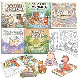 5 Libros para Colorear para Adultos y Niños | 200 Patrones de Días Cómodos, Sueños, Momentos Coloridos, Regalo Artesanal para Alivio de Estrés