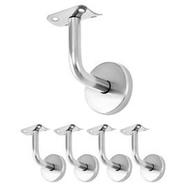 QWORK® Pack of 5 Stainless Steel Handrail Brackets, Wall Bracket with Cover Rosette 60 x 60 mm