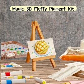 Magic 3D Fluffy Paint Art Kit for Kids, DIY Puffy Paint Set with 24 Color Acrylic Markers, 10pcs Form Art Paper, 1pcs Picture Frame, Foam Texture Painting Kit, Birthday & Christmas Gifts