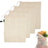 Produce Bags,4 Pack Reusable Produce Bags,Natural Mesh Cotton,Zero-Waste Produce Bags,Can