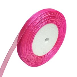 Chenkou Craft Solid Organza Ribbon 1/2" Hot-Pink 1 Roll 50 Yards Craft Bow Party Decoration Packing Ribbons (Hot Pink, 1/2"(12mm))