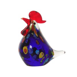 JATYFING Glass Chicken Ornament Rooster Kitchen Decor for Home Blown Glass Figurines - Gifts for Chicken Lovers (Blue)
