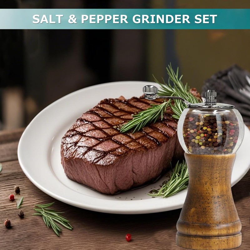 Pepper Grinder Set Classical Hand Shake Wood Manual Pepper Grinder,