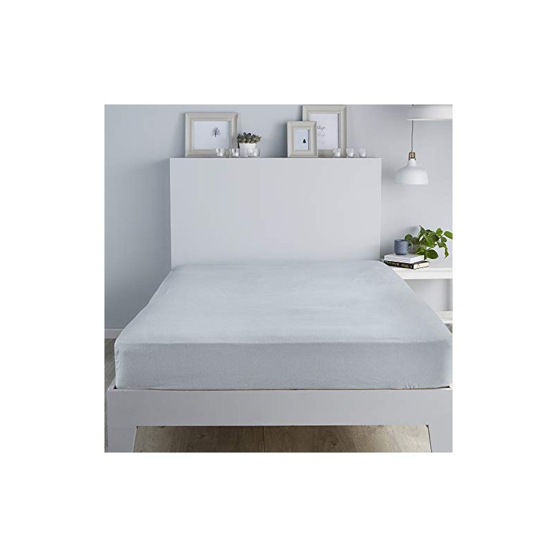 Fusion Silver Brushed Cotton Single Fitted Sheet - 90 x