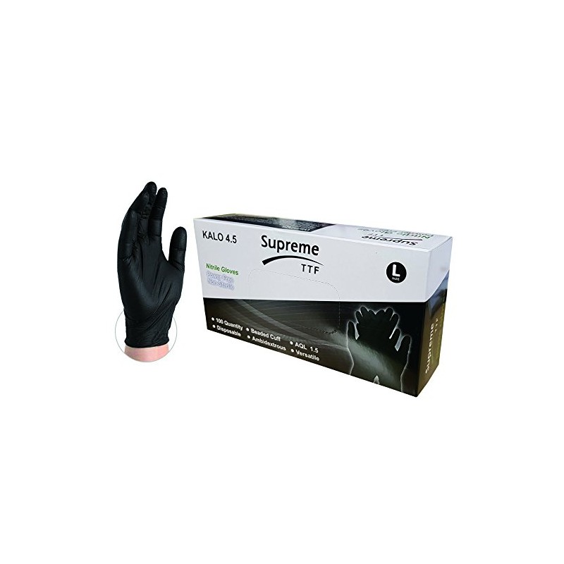 Extra Strong 4.5 mil Thick Heavy Duty Black Nitrile Powder