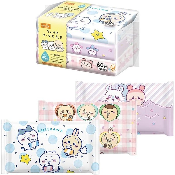 Chiikawa 99% Pure Water, 60 Sheets x 3 Pieces, Mesh