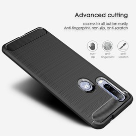 SCL Moto One Action Case, Carbon Fiber Effect Gel Grip Protection Cover [Anti Scratch][Anti Collision] Compatible with The Moto One Action [Black]
